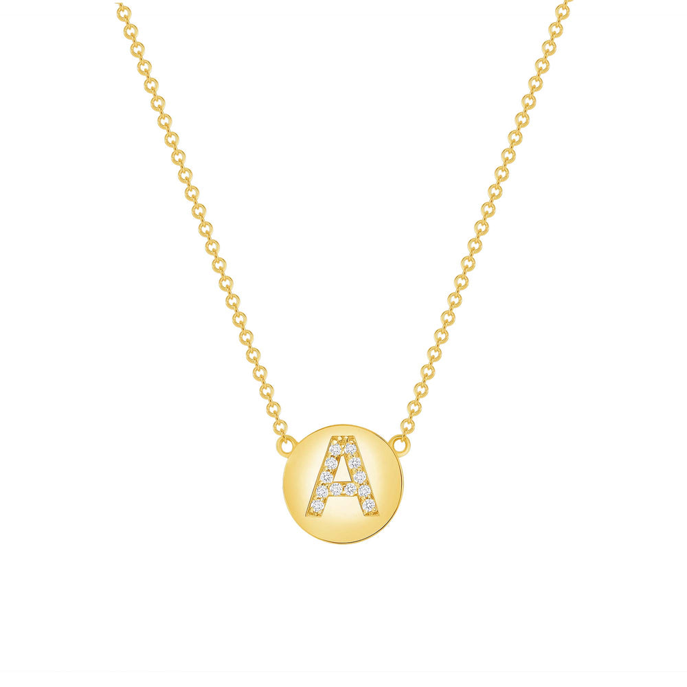 Diamond Coin Initial Necklace