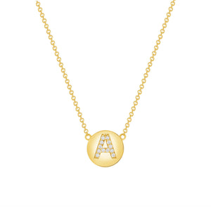 Diamond Coin Initial Necklace