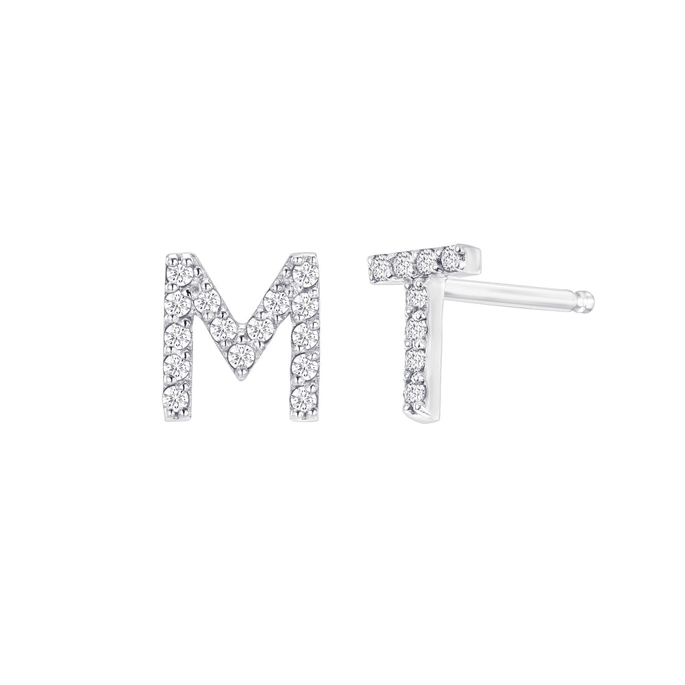 14k Gold Diamond Initial Stud Earrings | Eternate