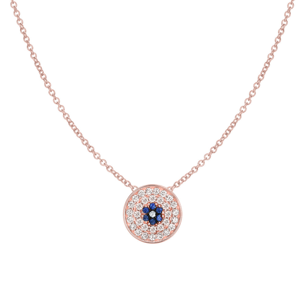 Diamond Round Evil Eye Necklace