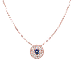 Diamond Round Evil Eye Necklace