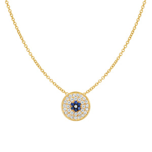 Diamond Round Evil Eye Necklace