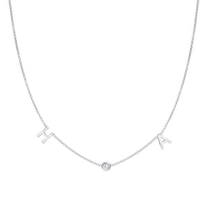Double letter Diamond Bezel Necklace