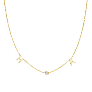 Double letter Diamond Bezel Necklace