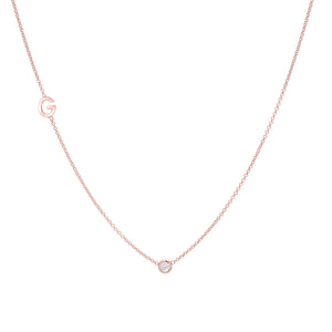 Single letter Diamond Bezel Necklace