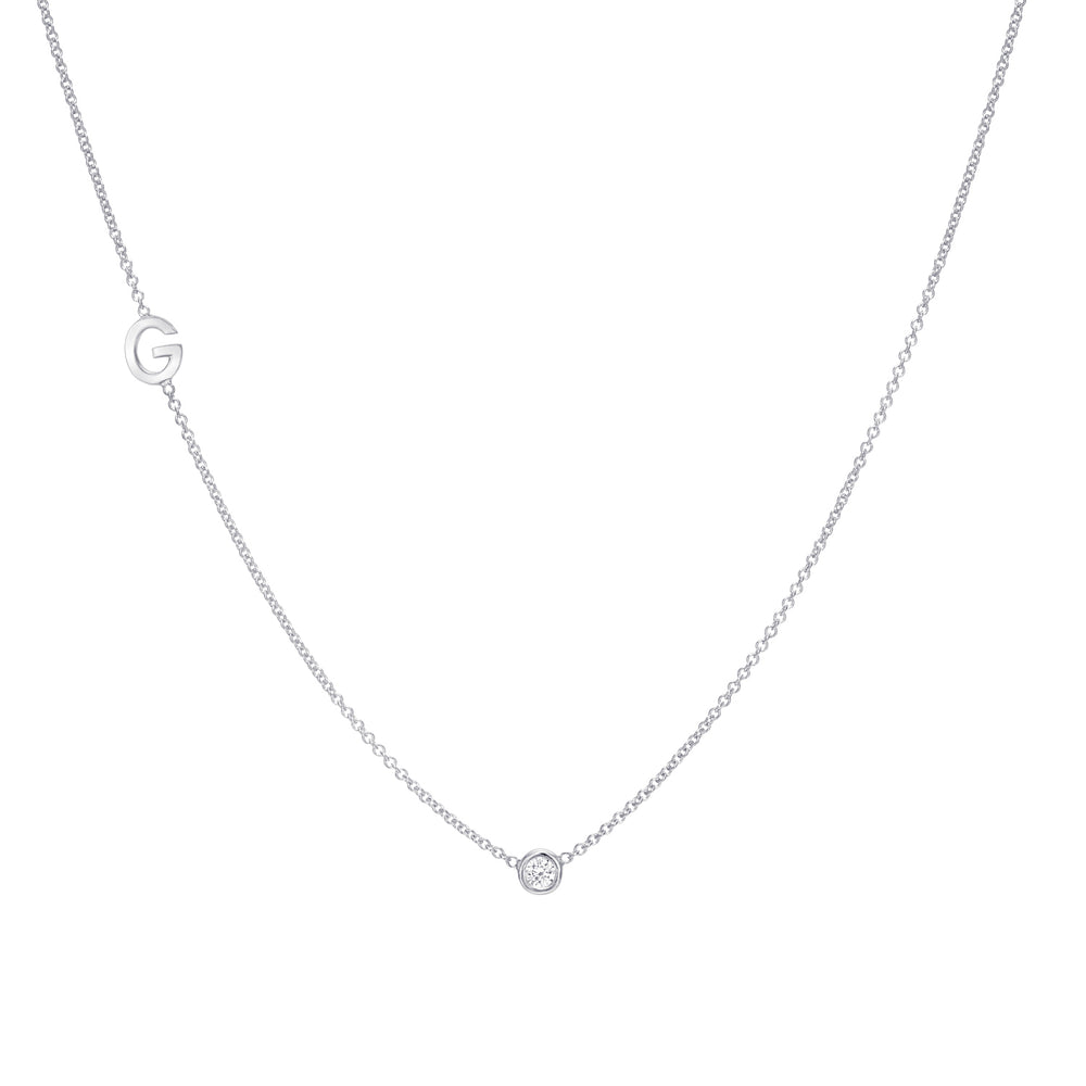 Single letter Diamond Bezel Necklace