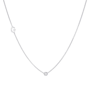 Single letter Diamond Bezel Necklace