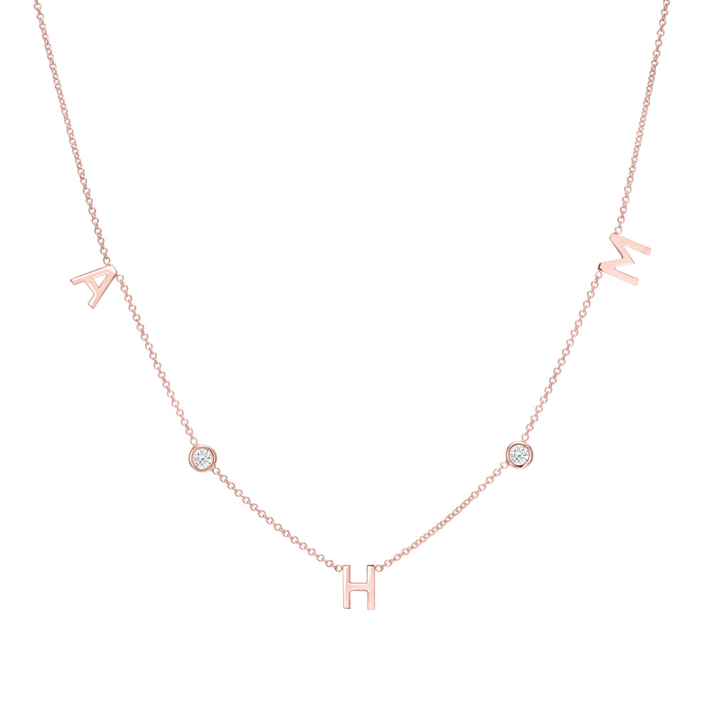 Triple Letter Diamond Bezel Necklace