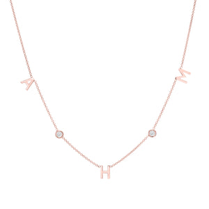 Triple Letter Diamond Bezel Necklace