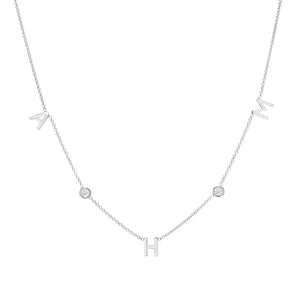 Triple Letter Diamond Bezel Necklace