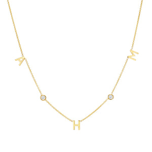 Triple Letter Diamond Bezel Necklace