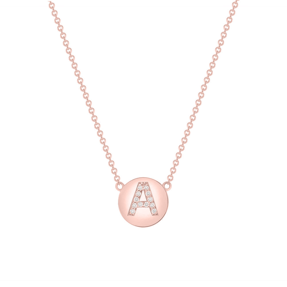 Diamond Coin Initial Necklace