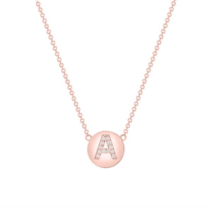 Diamond Coin Initial Necklace