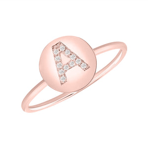 Diamond Coin Initial Ring