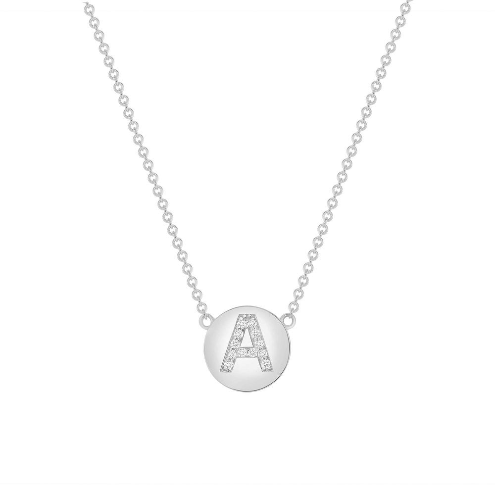 Diamond Coin Initial Necklace