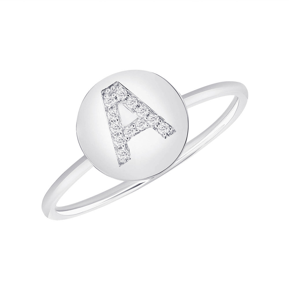 Diamond Coin Initial Ring