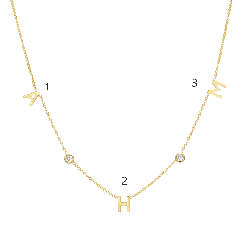 Triple Letter Diamond Bezel Necklace