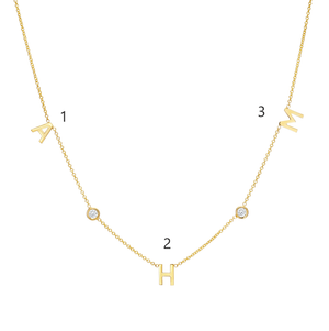 Triple Letter Diamond Bezel Necklace